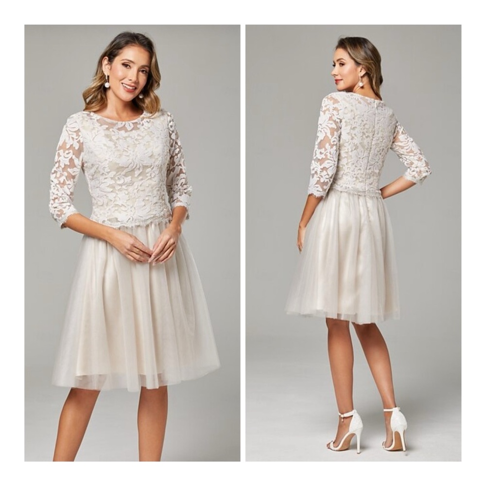 Elegant Lace Midi Dress in Cream